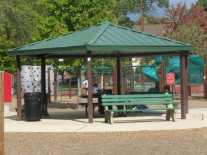 central gazebo with benches