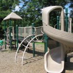 old playground with woodchips