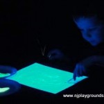 We had fun with glow in the dark painting!