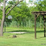 Small basketball court in playground area