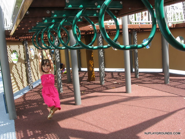 Little ones can hang out at the bottom of the playground that gets a little shade